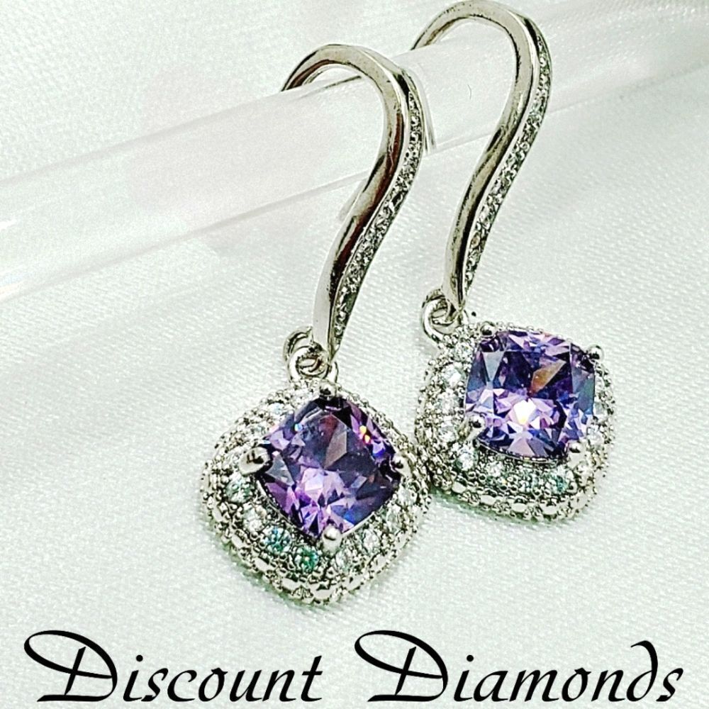 Purple & White Natural Topaz 18K White Gold on 925 Sterling Silver